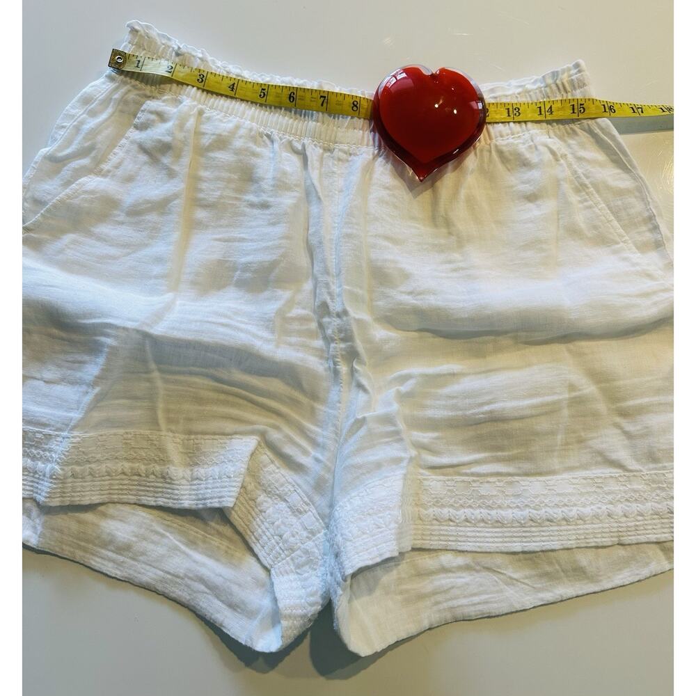 Sigrid Olsen Women L 100% linen pullon shorts elastic waist coastal resort beach - Picture 4 of 5